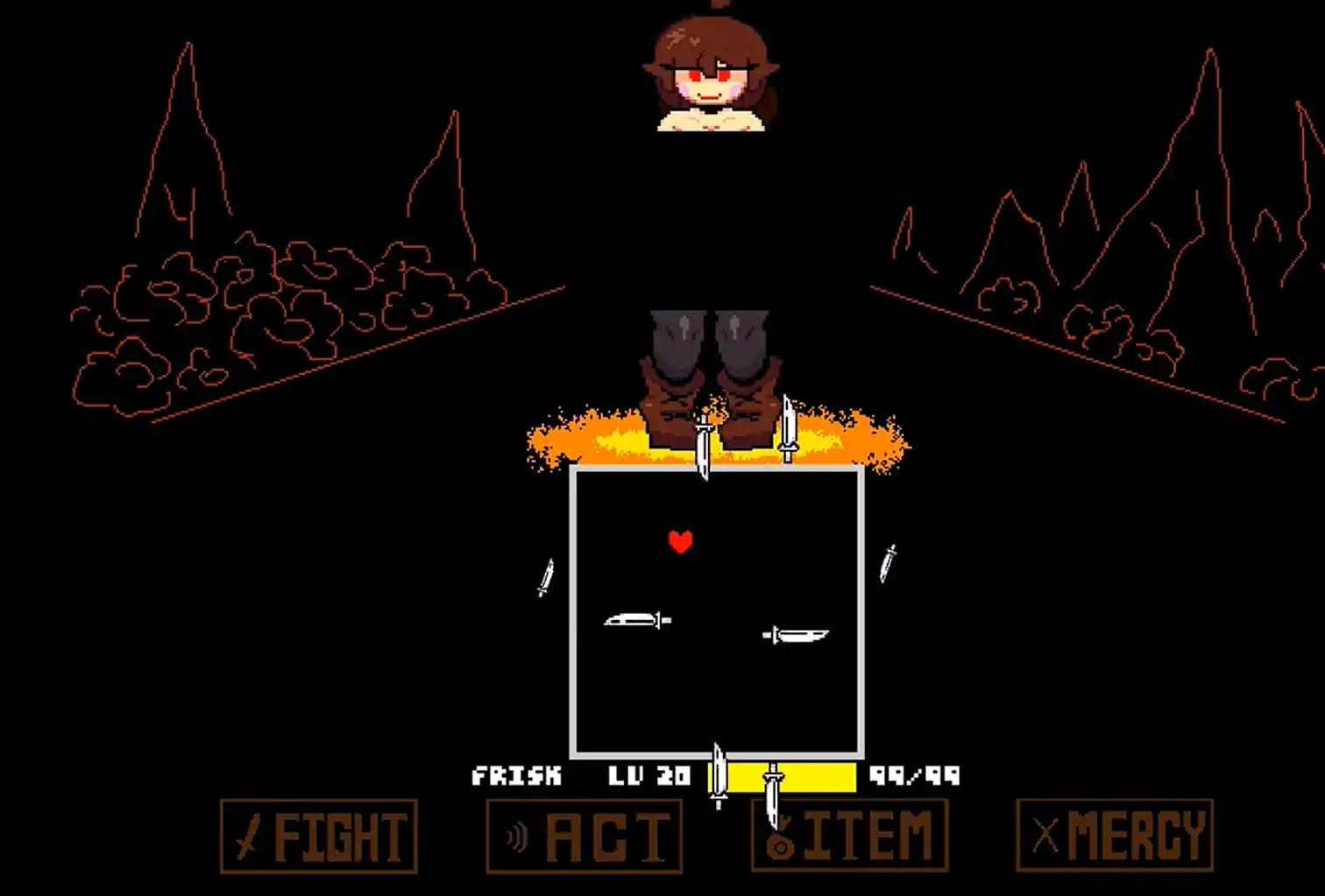 Escena con el alma en la caja de combate